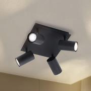 Lindby loftlampe Joffrey, 25 cm, sort, 4 lyskilder, GU10