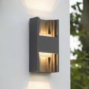 Lindby udendørs LED-væglampe Aurali, 2 lyskilder, sort, IP65