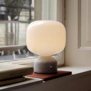 GEJST LED-batteridrevet bordlampe Meemo, marmor hvid, glas, USB
