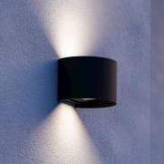 Udendørs LED-væglampe Calpino 3, sort, bredde 14 cm, 2 lyskilder.