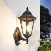 Udendørs væglampe Navedo, sort/sølv, højde 42 cm, sensor