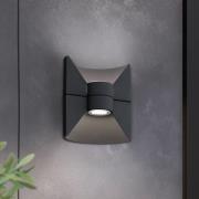 Udendørs LED-væglampe Redondo, antracit, højde 17 cm, 2 lyskilder