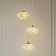 Lindby hængelampe Piatra, Ø 25 cm, 3 lyskilder, opal/messing, glas