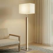 Quitani LED-gulvlampe Lisene, valnød/sølv/natur 162 cm, dæmpbar