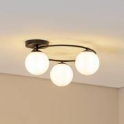 Loftlampe Sopra, opal hvid/sort, glas, E14