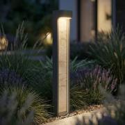 Lucande LED-vejlampe Meta, metal, travertinindlæg, 100 cm