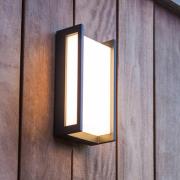 QUBO udendørs LED-væglampe, mørkegrå, højde 22 cm, metal, IP54
