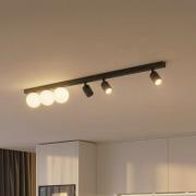 Loftlampe Vox, 6 lyskilder, glas, sort, længde 159 cm