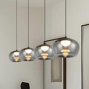 LED-pendellampe Nadia, længde 92 cm, røgfarvet, glas, 4 lyskilder