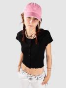 Urban Classics Cropped Button Up Rib T-shirt sort