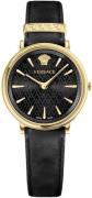 Versace Dameur VE8100819 V Circle Sort/Læder Ø38 mm