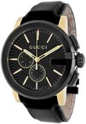 Gucci Herreur YA101203 G Chrono Sort/Læder Ø44 mm