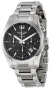Longines Herreur L2.786.4.56.6 Conquest Sort/Stål Ø41 mm