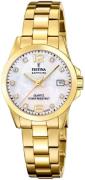 Festina Dameur F20050-1 Swiss Made Hvid/Gul guldtonet stål Ø29.5 mm