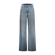 Beskidt Blå Denim Baggy Bukser, Løstsiddende Jeans til Kvinder