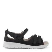Velcro Strap Leather Flat Sandals