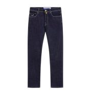 Mørkeblå Jeans i Bomuldsblanding med Bandana-detalje