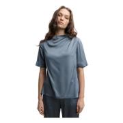 Luksus Silke T-shirt med Asymmetriske Folder