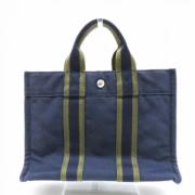 Brugt Marineblå Canvas Hermès taske