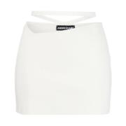 Hvid Asymmetrisk Mini Nederdel