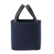 Brugt Hermès taske i blåt stof