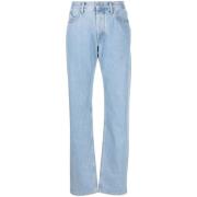 Blå Denim Højtaljede Straight Leg Jeans