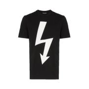 Sort Slim Fit T-Shirt med Trykt Logo