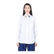 Stilfuld bomuldsskjorte med unikt polyester- og glasdetalje