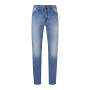 Slim-Fit Bomuld Jeans i Lys Bl? Vask