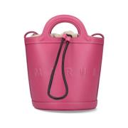 Elegant Pink Læder Bucket Taske