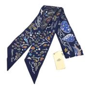 Brugt Marineblå Silke Hermès Tørklæde
