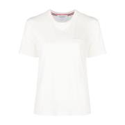 Logoet Hvid T-shirt med Korte Ærmer og Brystlomme
