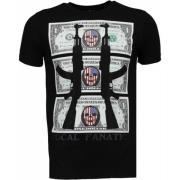 AK-47 Dollar Rhinestone - Herre T-shirt - 4781Z