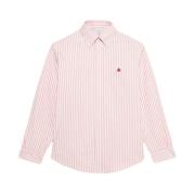 Rød og hvid Regular Fit Non-Iron Stretch Bomuldsskjorte med Button-Dow...