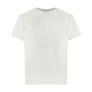 Hvid Bomuld T-shirt med Nummer Logo