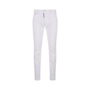Hvide Slim Fit Jeans med Mellemhøj Talje
