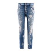 Distressed Slim-fit Paint Stain Jeans