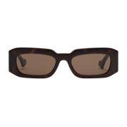 Rektangulære firkantede skildpaddesolbriller med brune linser