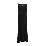 Maxi kjole med snøring i sort acetat