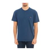 Lys Marineblå Broderet Lomme T-shirt