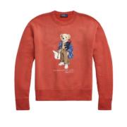 Langærmet Teddy Bear Sweatshirt - Størrelse: L, Farve: Faded Red