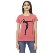 Pink Bomuld Kortærmet T-shirt med Frontprint
