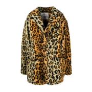 Leopard Faux-Fur Coat i Brun