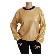 Guld og Sort Bomuld Crewneck Sweater
