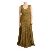 Brun Blomstret Blonde Maxi Kjole