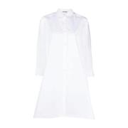 Hvid Skjortekjole med Knapper og Lommer