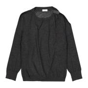 Cashmere Silk Sweater, Åben Skulder, Krystaldetalje