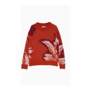 Blomstret Jacquard Sweater med Pailletter