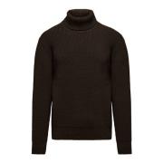 Ribbet uldblandet rullekrave sweater