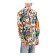 Bomuldsskjorte med Multifarvet Tegneserieprint